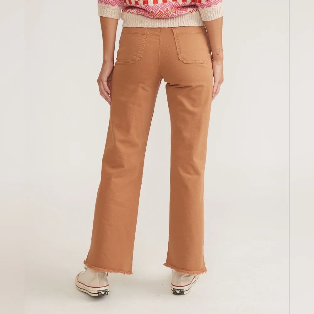 MARINE LAYER Bridget Full Length Pant Tobacco Women's 10 Raw Hem - Picture 5 of 13